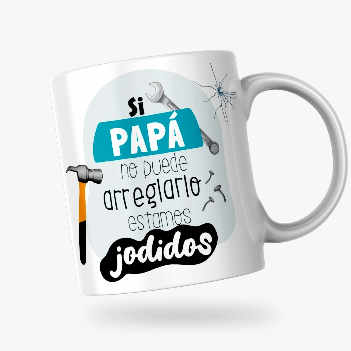DEREGALOOS Taza Día del Padre | Regalos Originales Para Hombre | Taza de Café con Frase Divertida | Apta Para Microondas y Lavavajillas | Si Papá No Puede Arreglarlo Estamos Jodidos