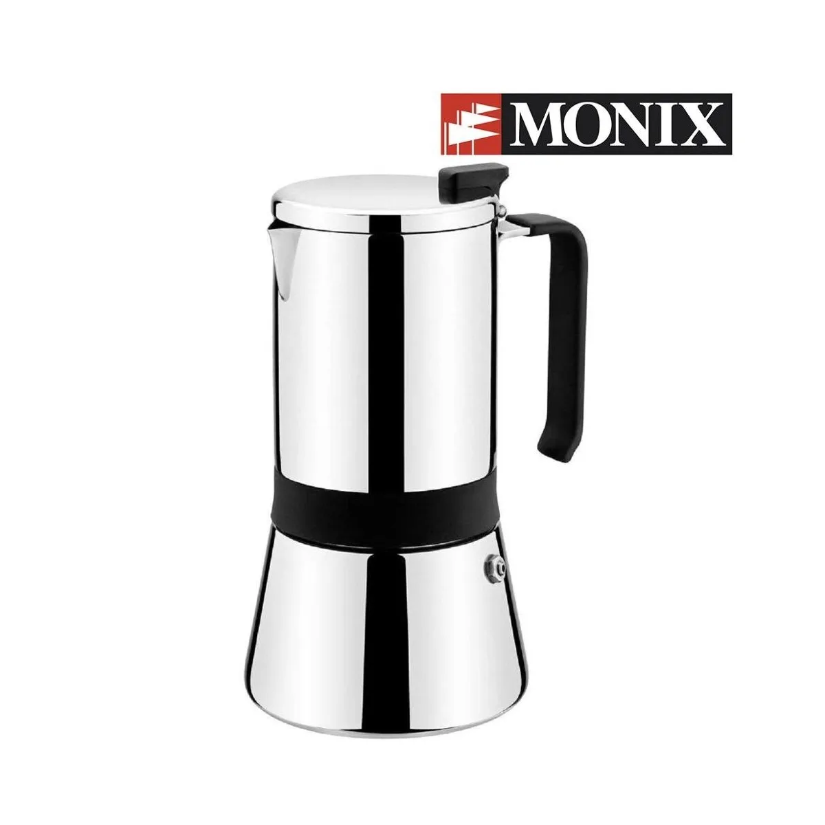 Monix Aroma-Italian 18/10 stainless steel coffee maker. Capacity 4 to 10 cups. For gas cookers induction glass ceramic