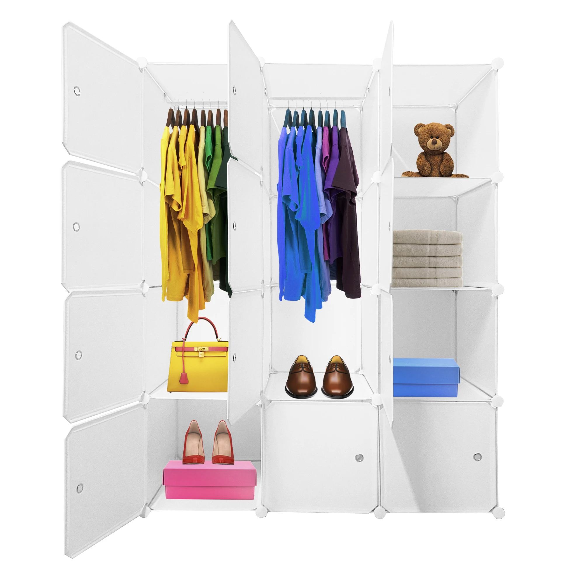 Nyana Armario Vestidor Cube Personalizable Boxed Elite 12 Cubos/Puertas 147x111x47cm - Almacenamiento Versátil