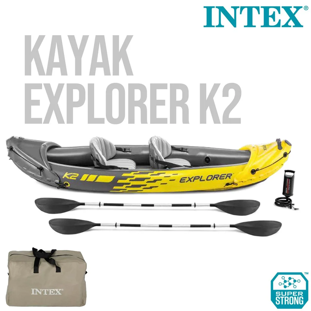 Kayak for 2 people with oars with aluminum handle + explorer k2 inflation pump 312x91x51 cm (color baby 68307)