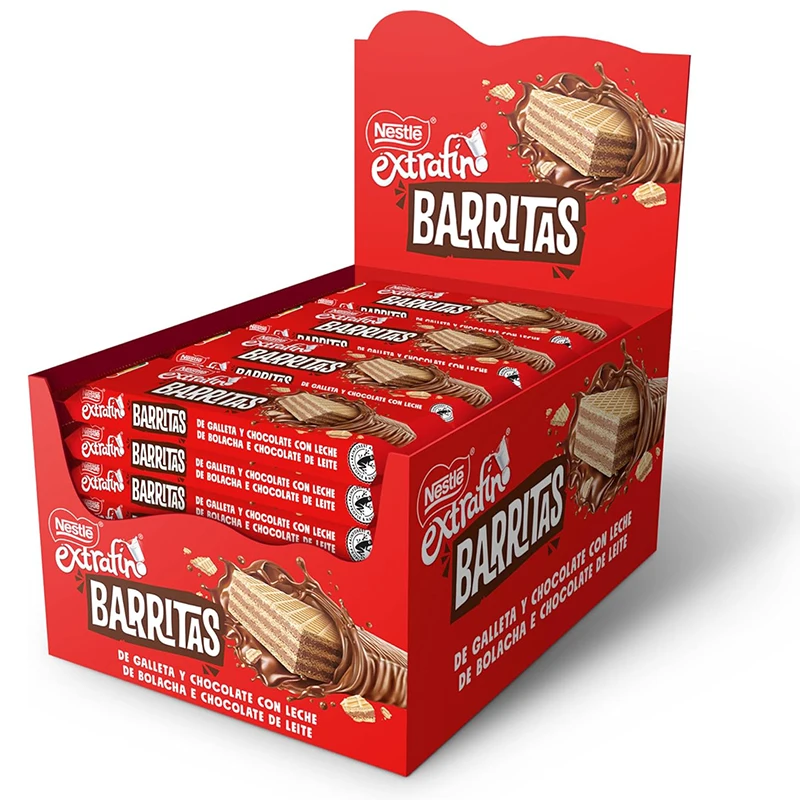 Nestlé extrafino wafer bar covered in milk chocolate, package of 30 bars of 30 g