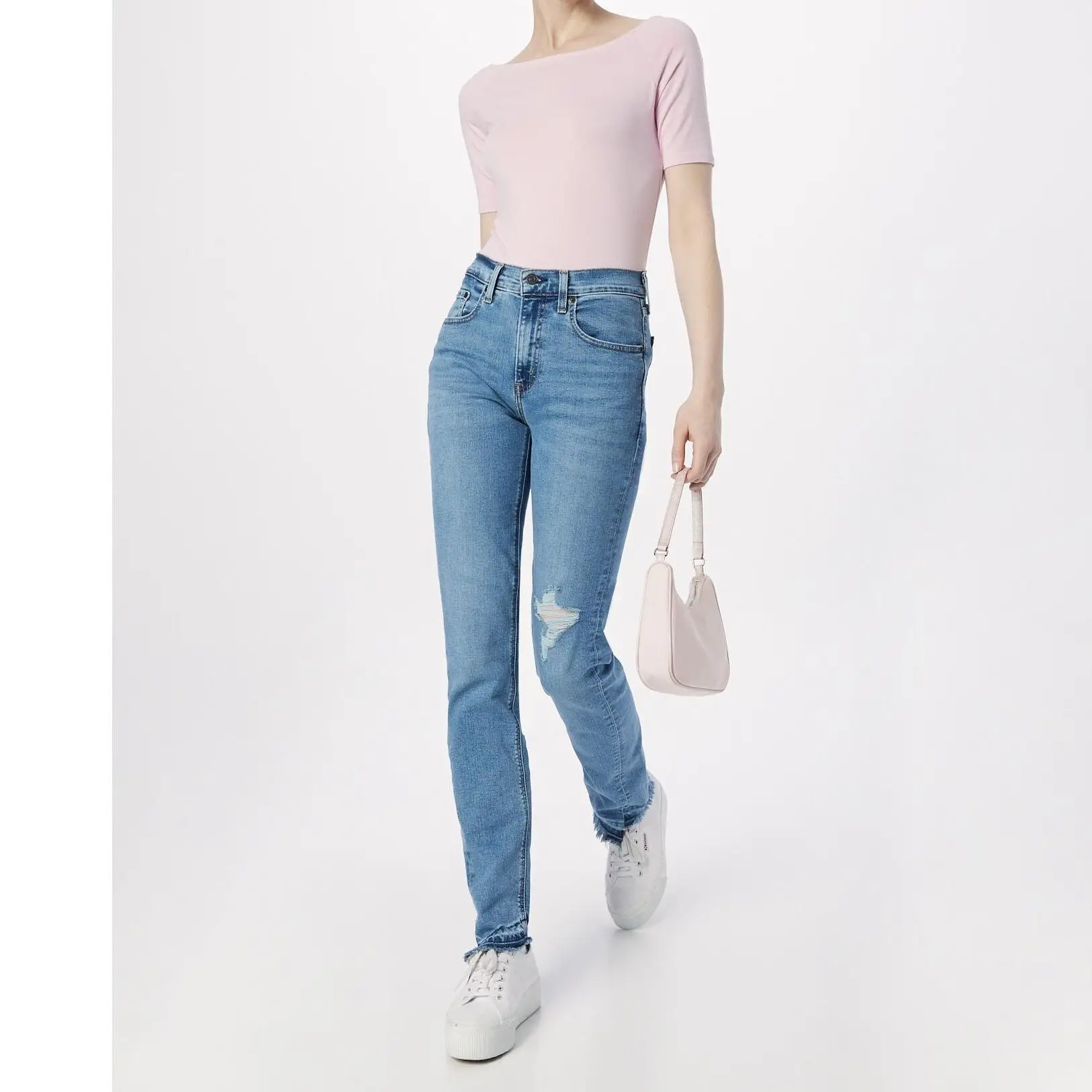 Levi’s 724 High-Rise Slim Straight Stellar Stretch – Pantalones vaqueros Levis para mujer con roto o