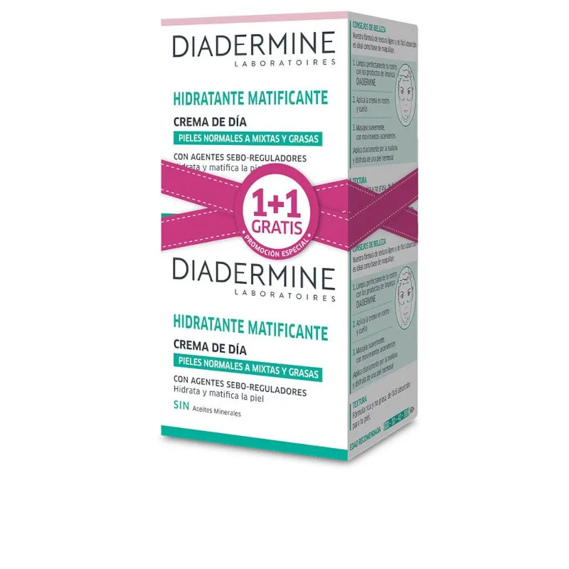 DIADERMINE Crema Hidratante Matificante Facial 50 ml - Pack 2 unidades