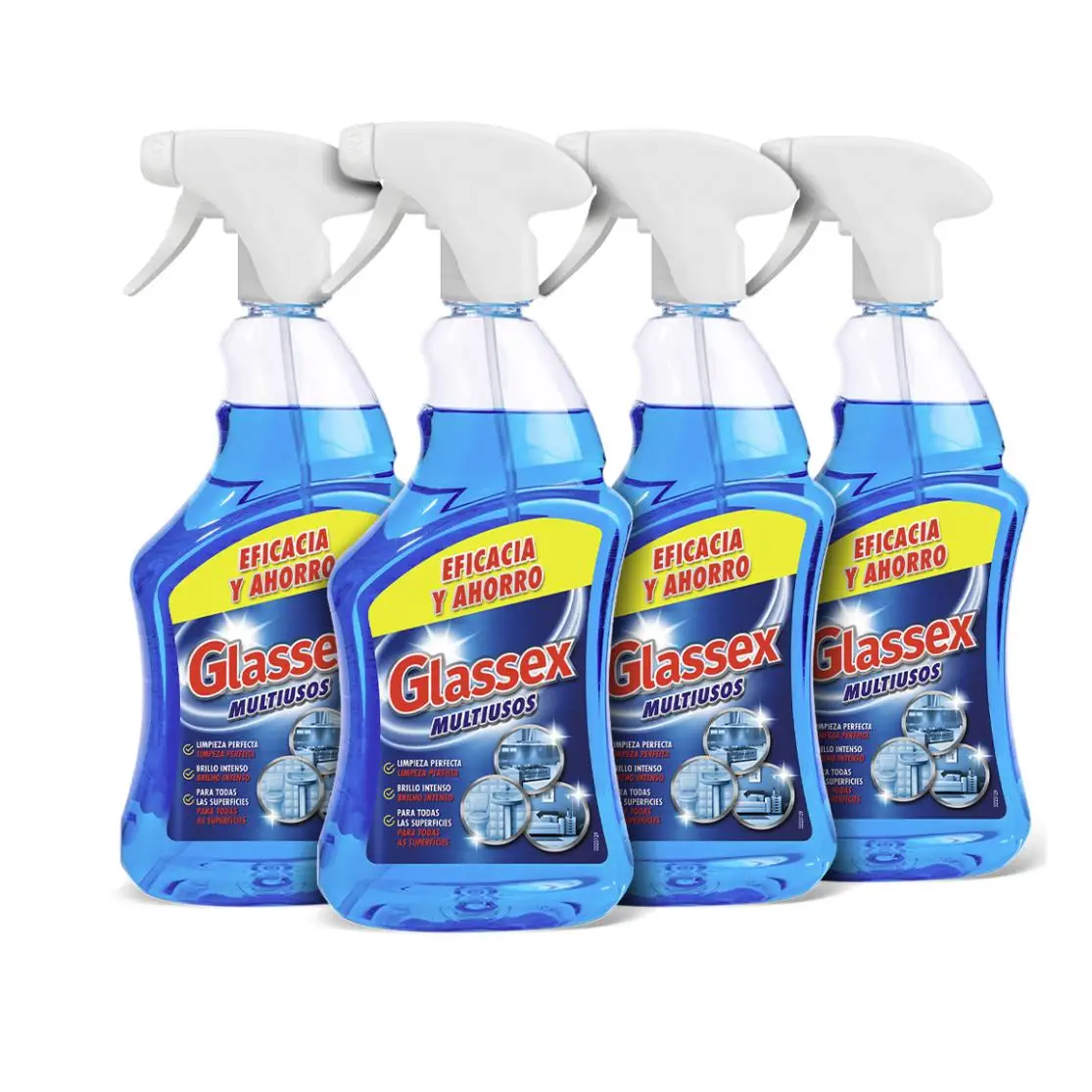 GLASSEX Limipiador Multiusos Azul. 4 Pistolas de 750ml