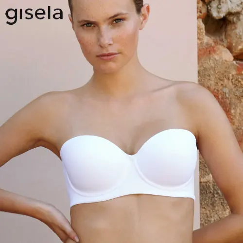 Gisela 1/0117C Push Up Bra with Removable Straps, made from microfiber with non-slip silicone, featuring underwire and multiposition straps for women.