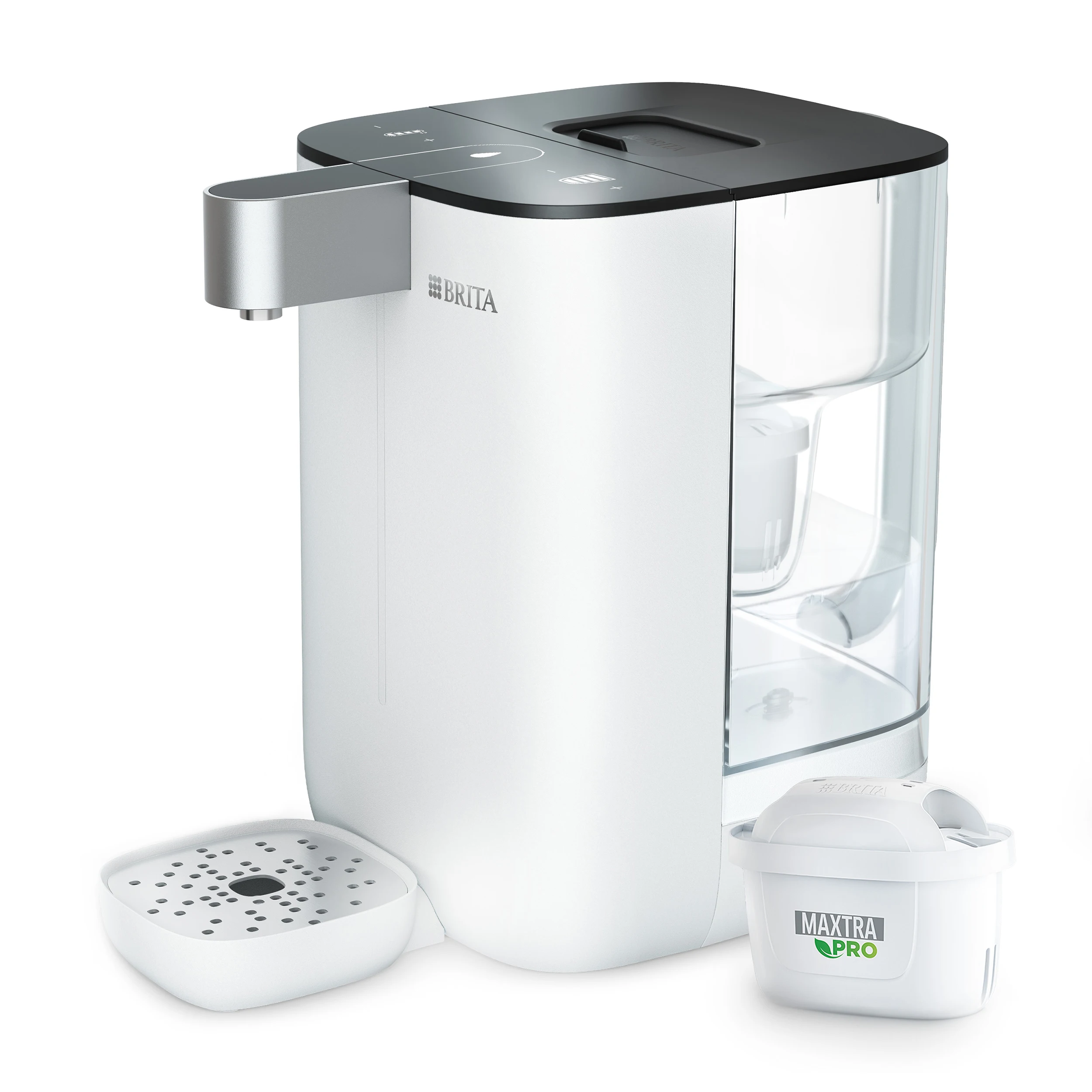 BRITA Cube Dispensador de Agua (4,0 L) | Varios programas de temperatura y tamaño para la taza | Máxima Seguridad con Tecnología UV-C | Incluye Filtro de Agua MAXTRA PRO