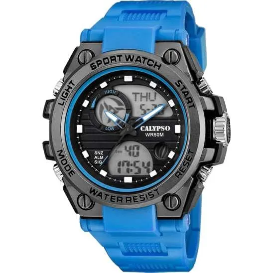 Calypso men's sports street style blue watch | Analog-digital with modern and resistant design k5875/1