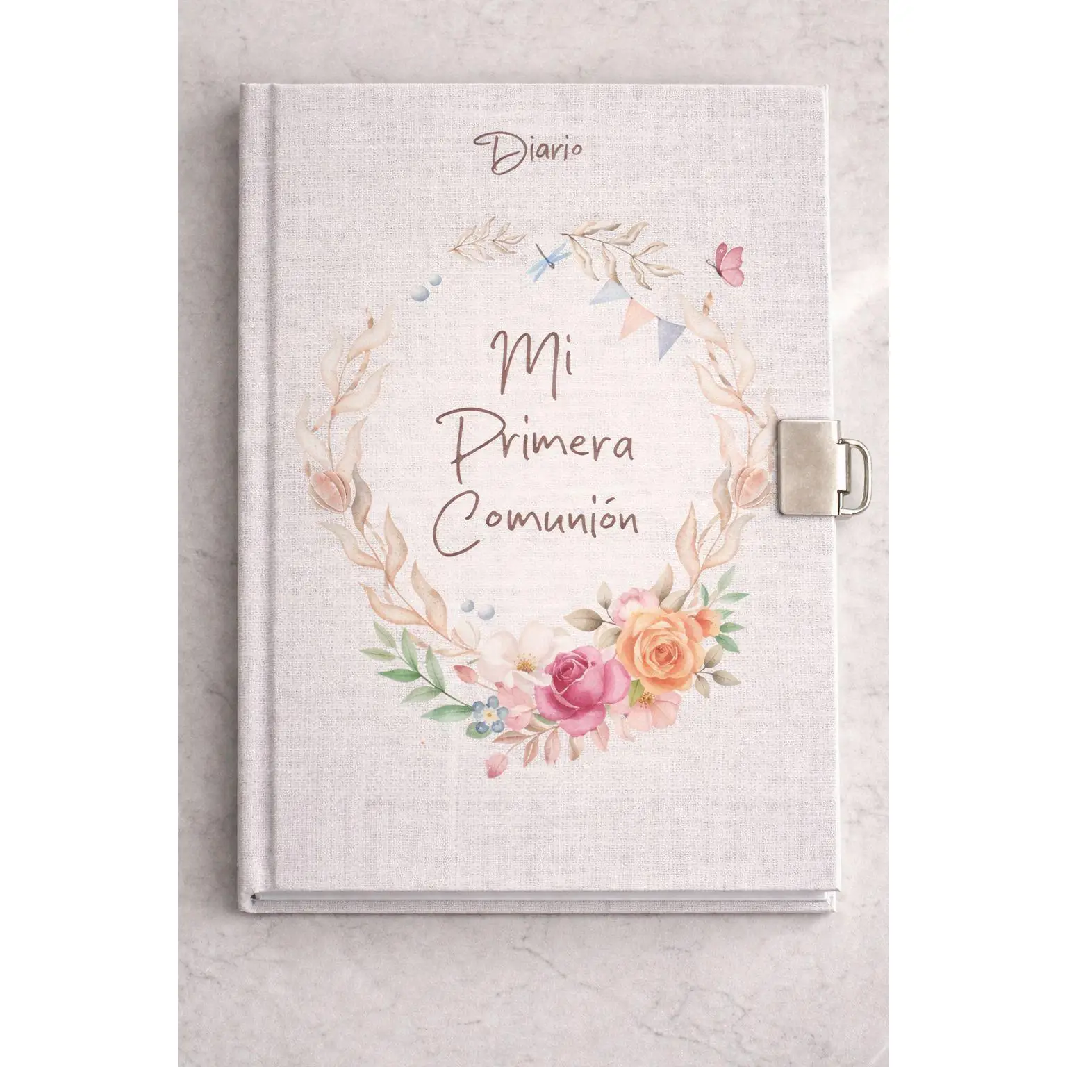 Diario Mi Primera Comunión para Niña con Bolígrafo Mágico y Candado | 90 Páginas Decoradas | Caja de Regalo Transparente | Tinta Invisible con Luz UV | Recuerdo Especial