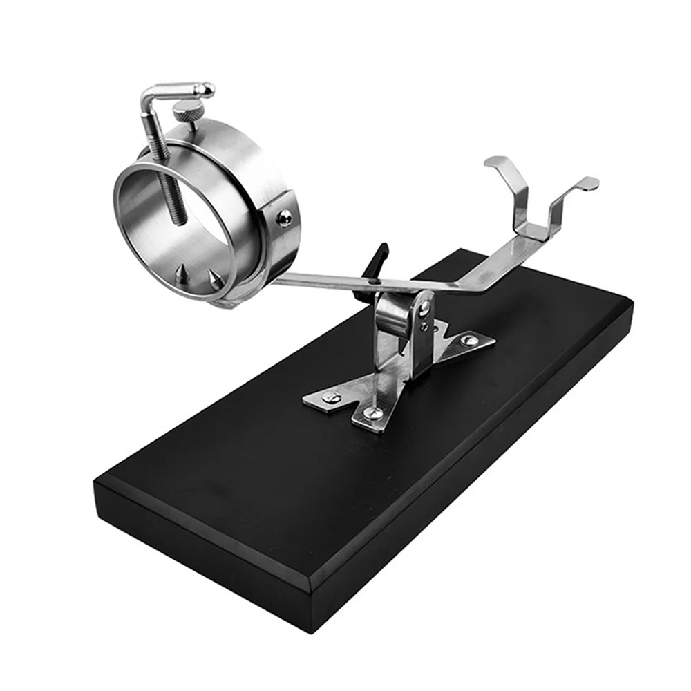 Jamonero Profesional 360° Giratorio Inclinable - Acero Inoxidable 304 + Base Madera Sólida Estable, Ajustable para Jamón Ibérico/Pata Negra, Corte Preciso en Casa/Restaurante​