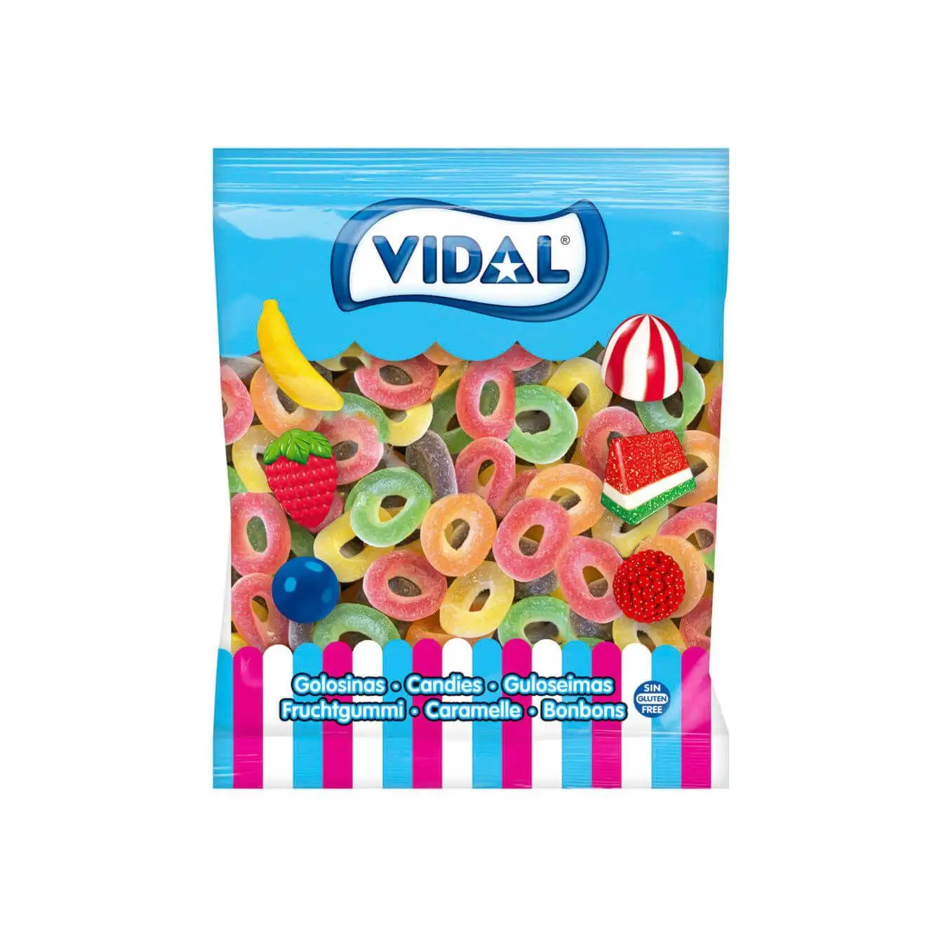 Vidal. Aros Surtidos Azúcar. Bolsa de 1kg