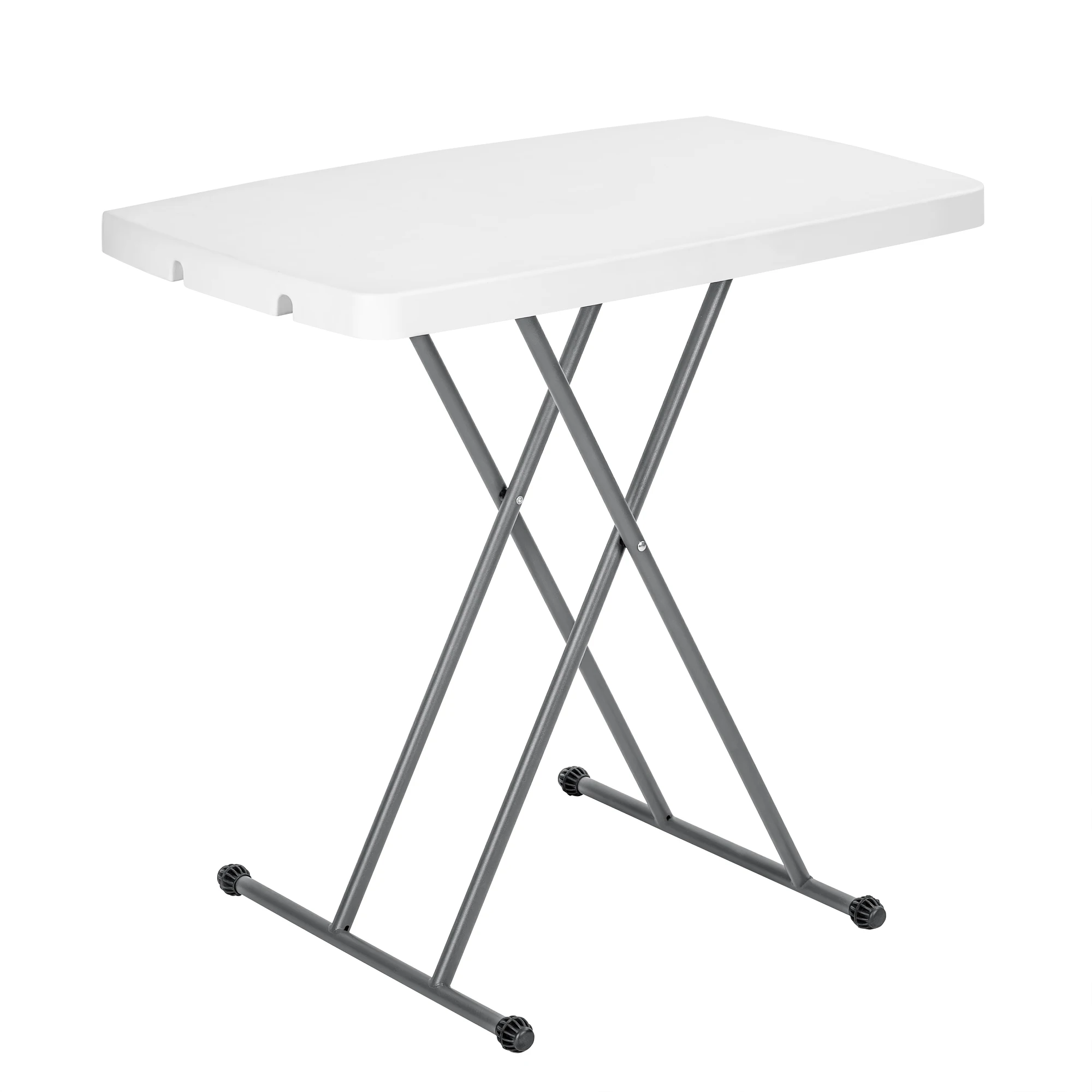 T-LoVendo Mesa Auxiliar Plegable y Elevable 77x50 cm | Altura Ajustable 49-74 cm, Portátil y Ligera | Estructura Metálica Reforzada | Ideal para Comedor, Terraza, Camping o Jardín
