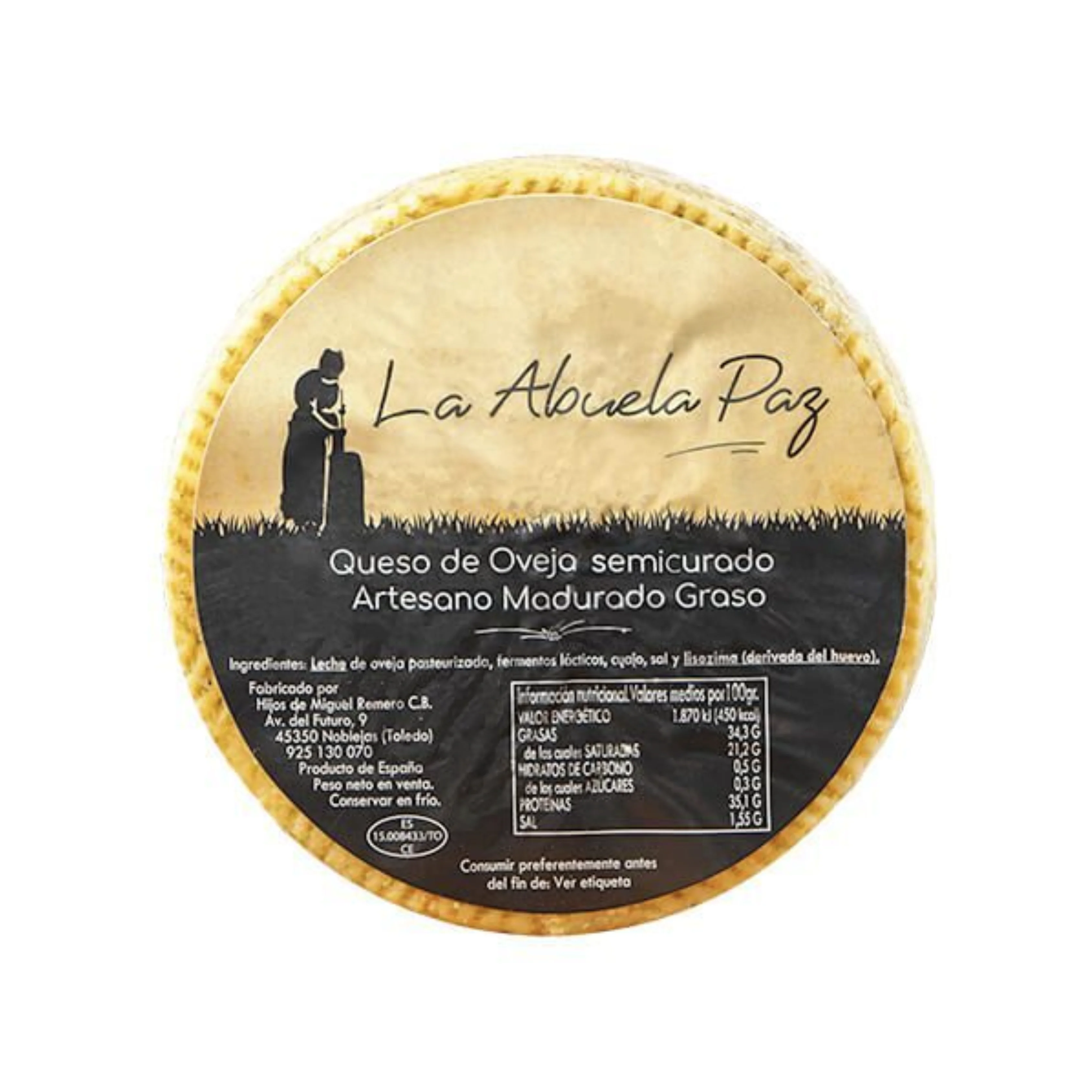 Queso Semicurado La Abuela Paz  - Elaborado con Leche Pasteurizada, Sabor Intenso y Textura Firme, Finalista en Salón Gourmets 2019,Selección especial Ibéricos a domicilio gourmet