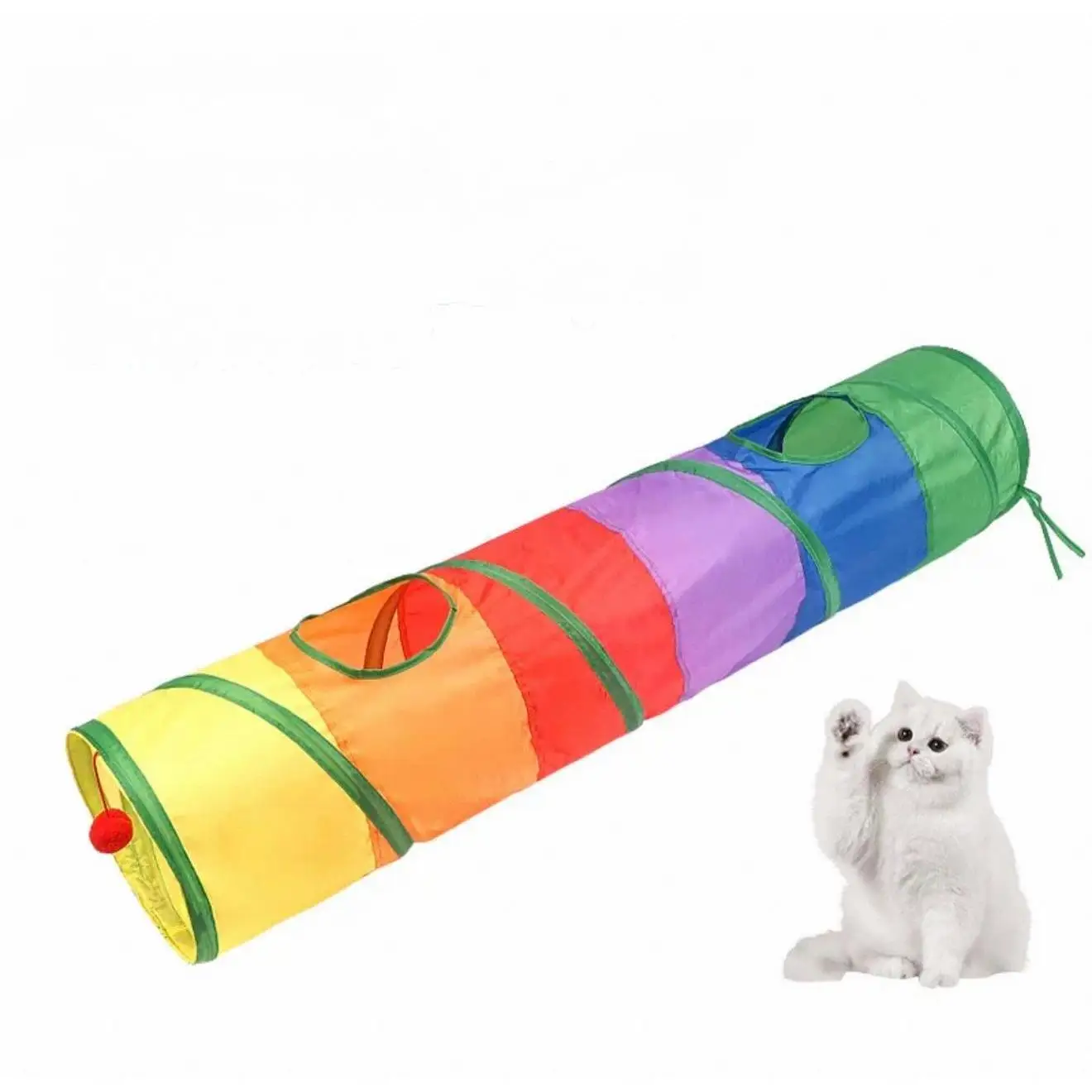 Túnel para Gatos 25×115 cm Juguete Interactivo de Juego y Escondite Fácil de Guardar