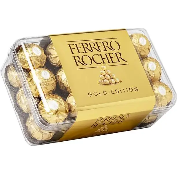 Ferrero Rocher wrapper milk Chocolate and hazelnut with creamy filling, 30-pieces, 375g.