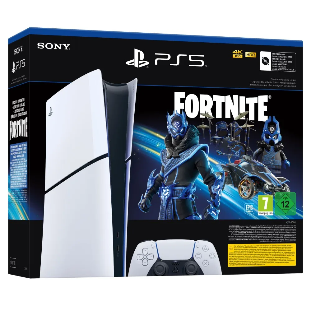 Console PLAYSTATION 5 SLIM DIGITAL PACK FORTNITE COBALT STAR and VOUCHER FORTNITE and 1.00O turkeys Spanish version European guarantee