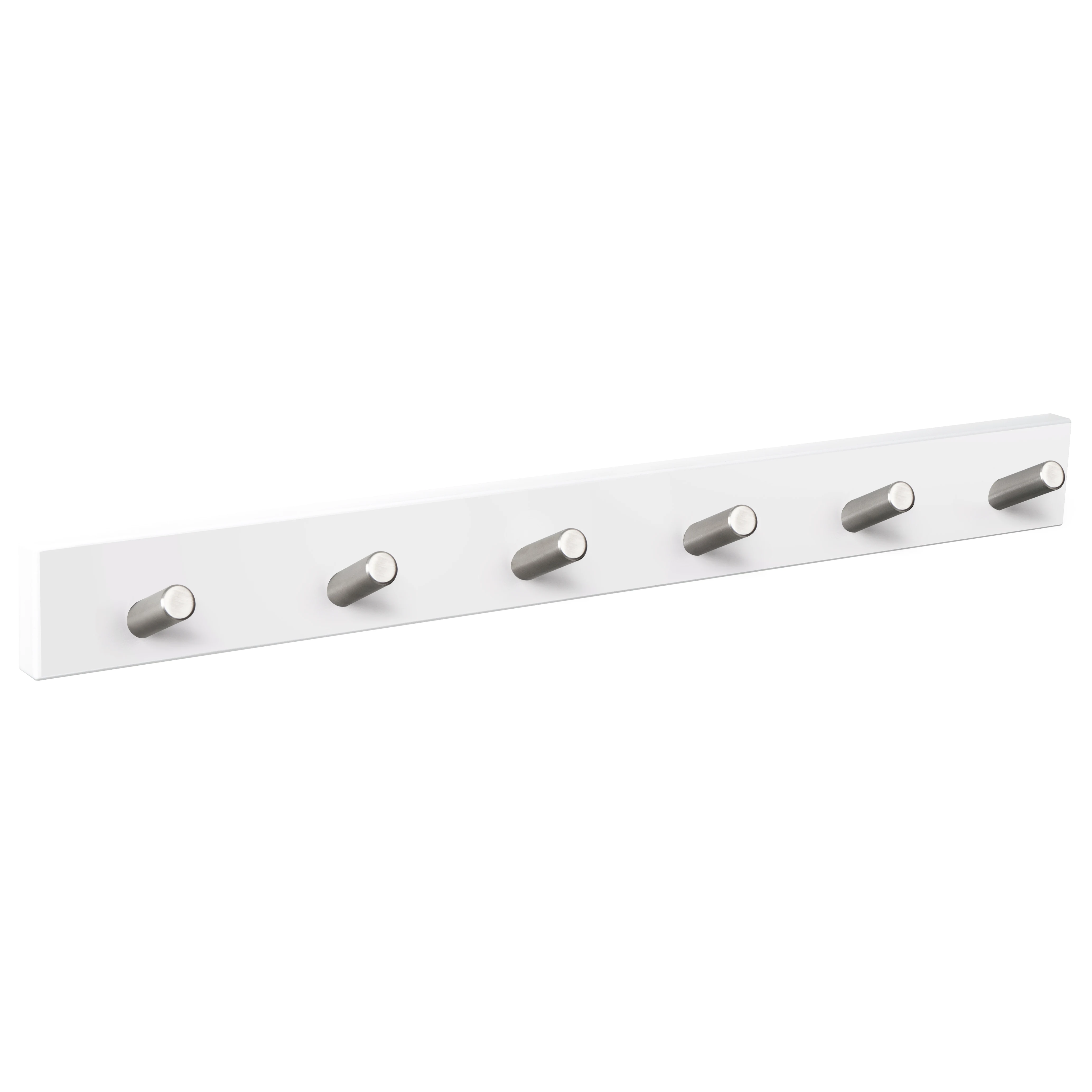 PERCHA pared madera diseño moderno NÓRDICO escandinavo BLANCO con 6 GANCHOS inclinados acero inoxidable