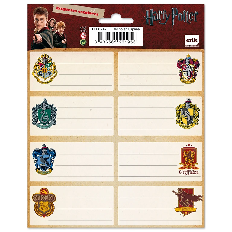 Etiquetas adhesivas harry potter escudos