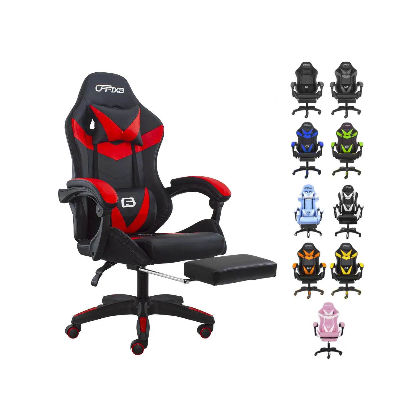 Mediawave Store Sedia Ufficio Gaming AZRACE Ecopelle OFFIX3 con Poggiapiedi Poltrona Reclinabile
