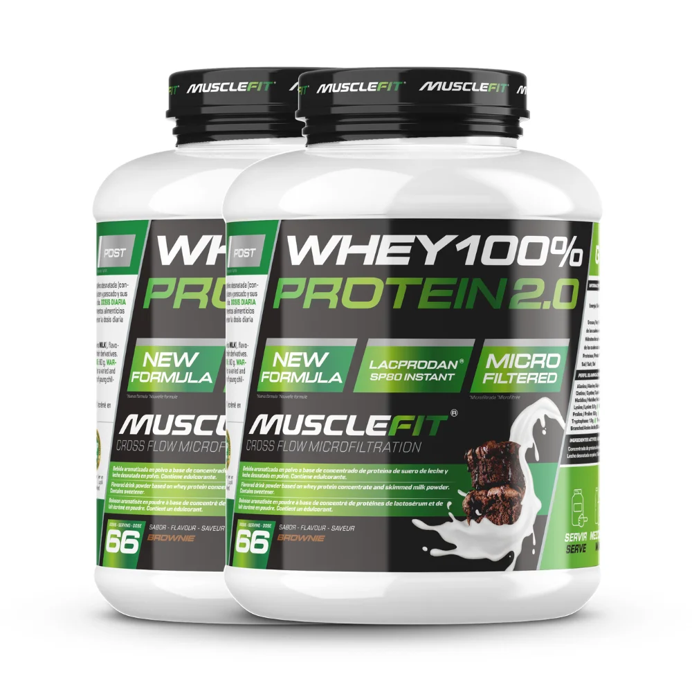 Pack 2 x Whey 100% Protein 2kg - MuscleFit│MUSCLECULT│Incremento de masa muscular│Proteína│Mas musculo