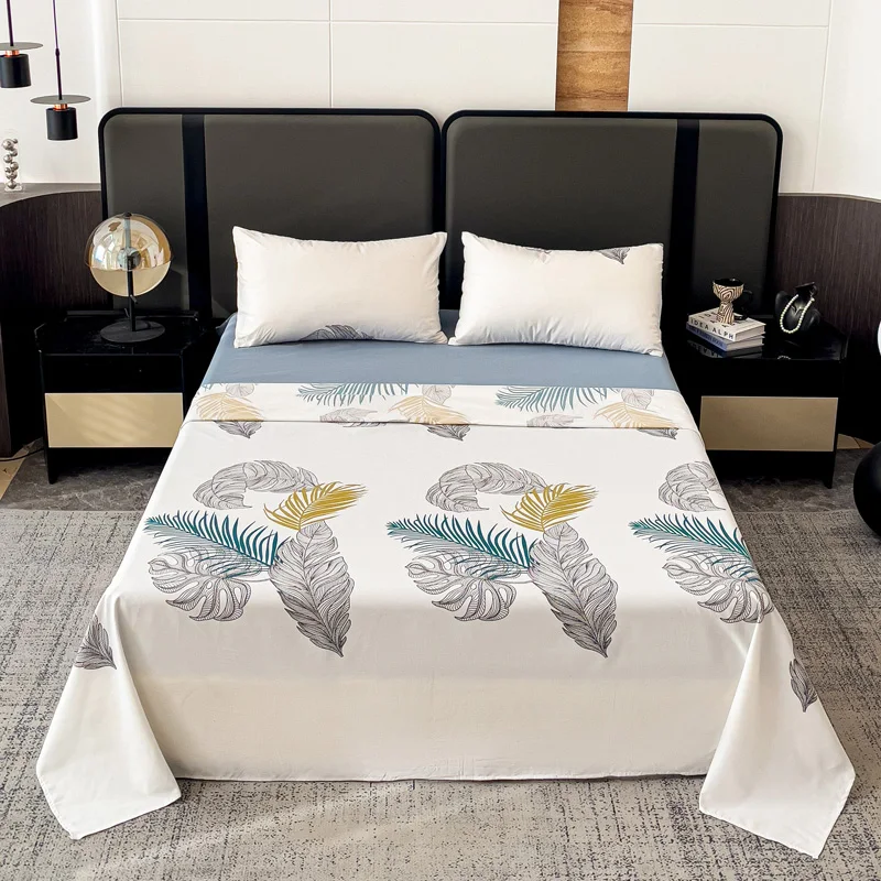 Juego de sábanas 4 piezas cama 135cm/150cm/180cm Color primavera - verano Estampado hojas