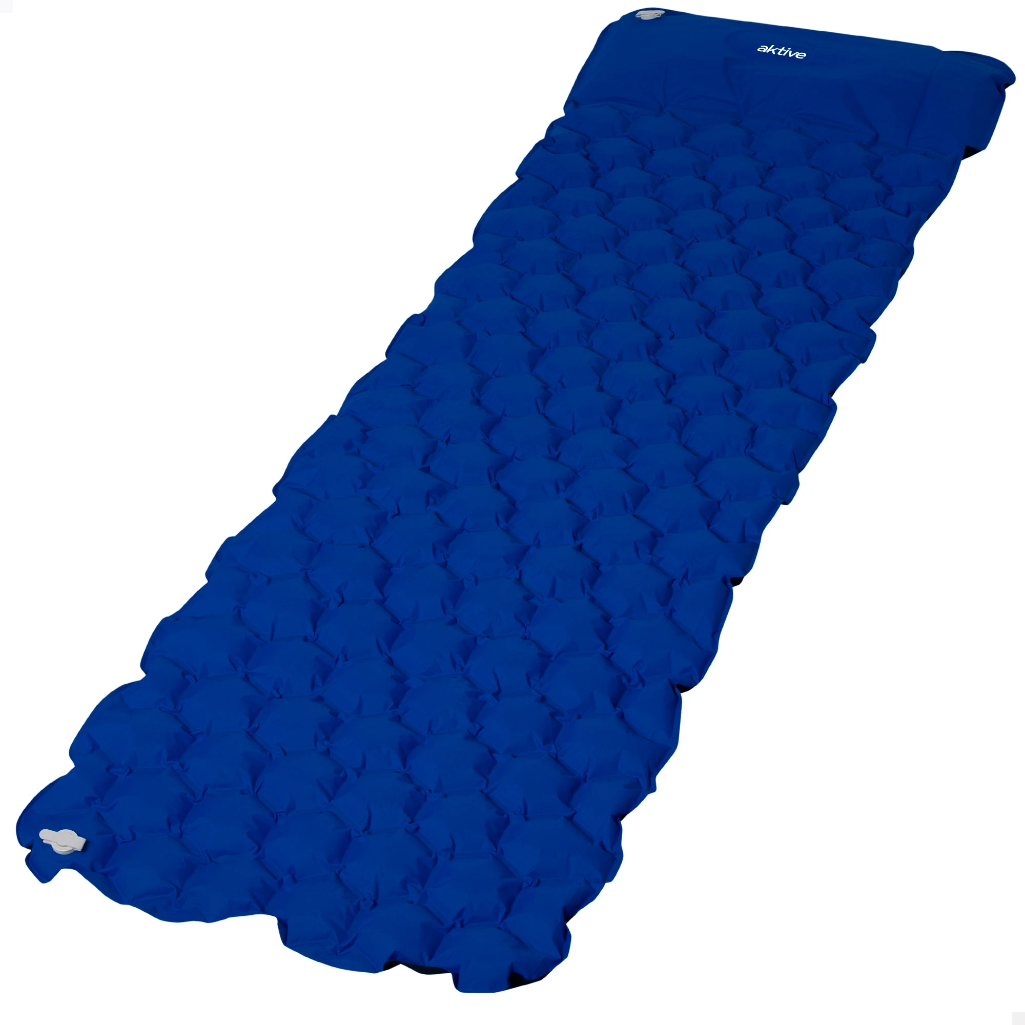 Aktive - Esterilla hinchable plegable, 185x57 cm, 1 persona, color azul, fabricada de nylon y TPU, 2 cámaras de aire, colchón hinchable individual, incluye bolsa de transporte, esterilla plegable