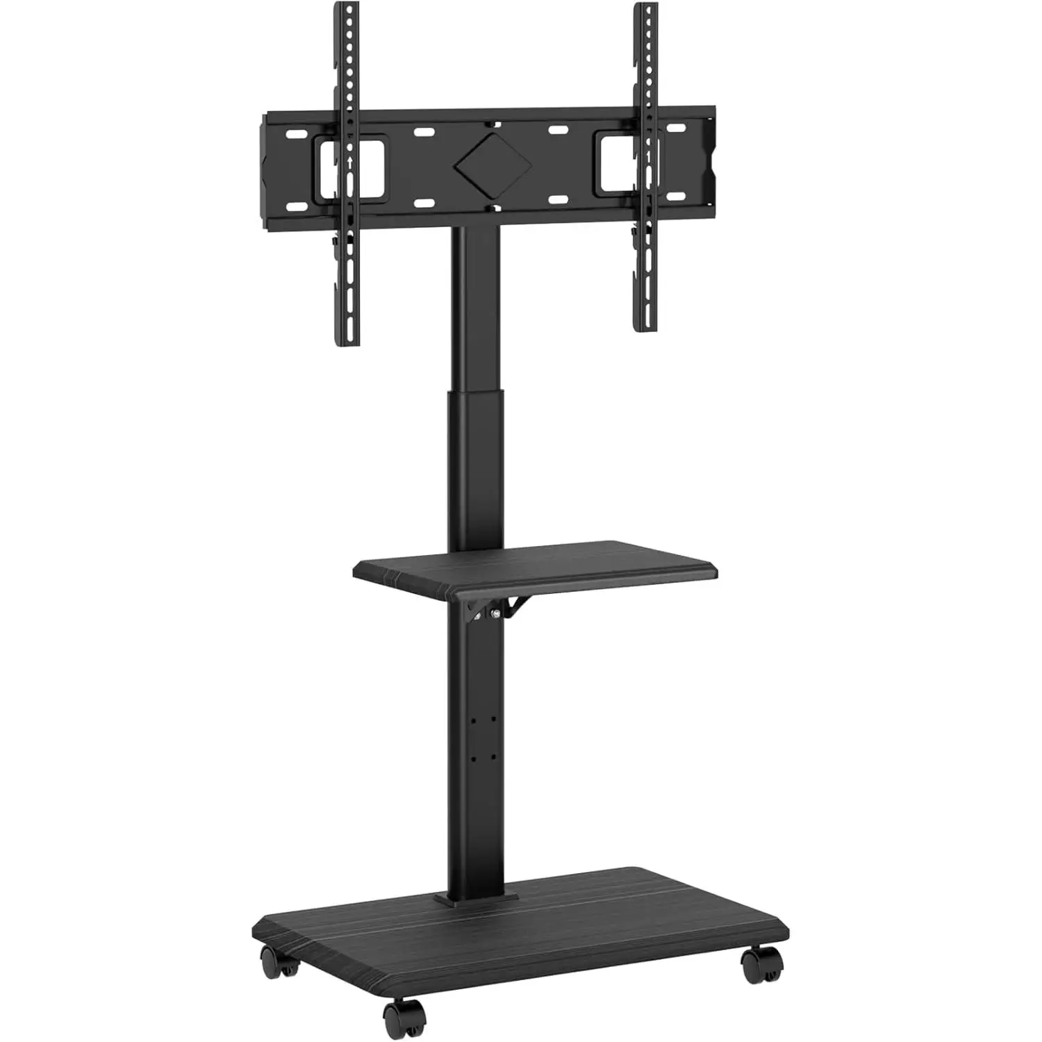 Unykach Soporte TV Móvil con Estante y Altura Regulable para Pantallas Planas y Curvas de 32-75 Pulgadas (hasta 40 kg), VESA máx 600 x 400 mm
