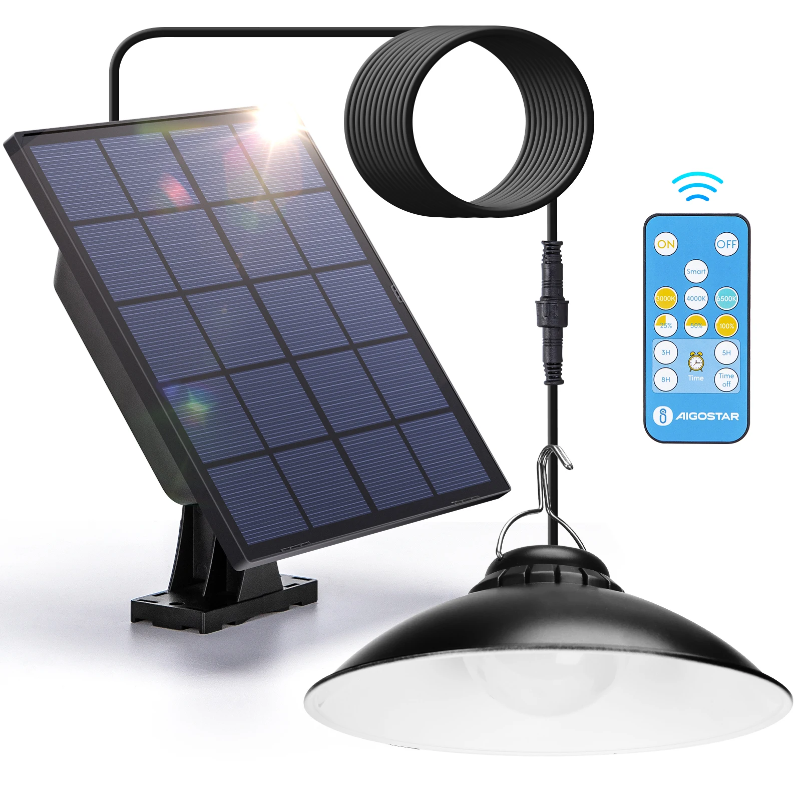 Aigostar Luz Solar Exterior con Mando a Distancia y Batería de Gran Capacidad