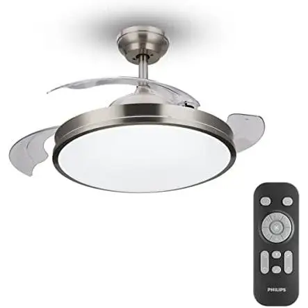 Ventilador techo de led modelo atlas nikel potencia: 28+35w aspas: ø106cm con mando a distancia philips