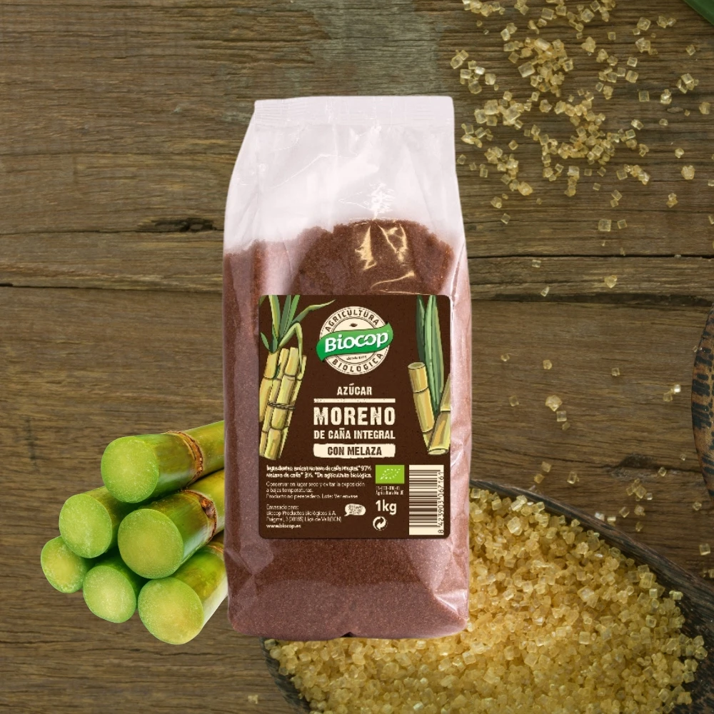 Brown whole cane sugar 1kg | Mild flavor | With molasses | Vegan | Biocop #3