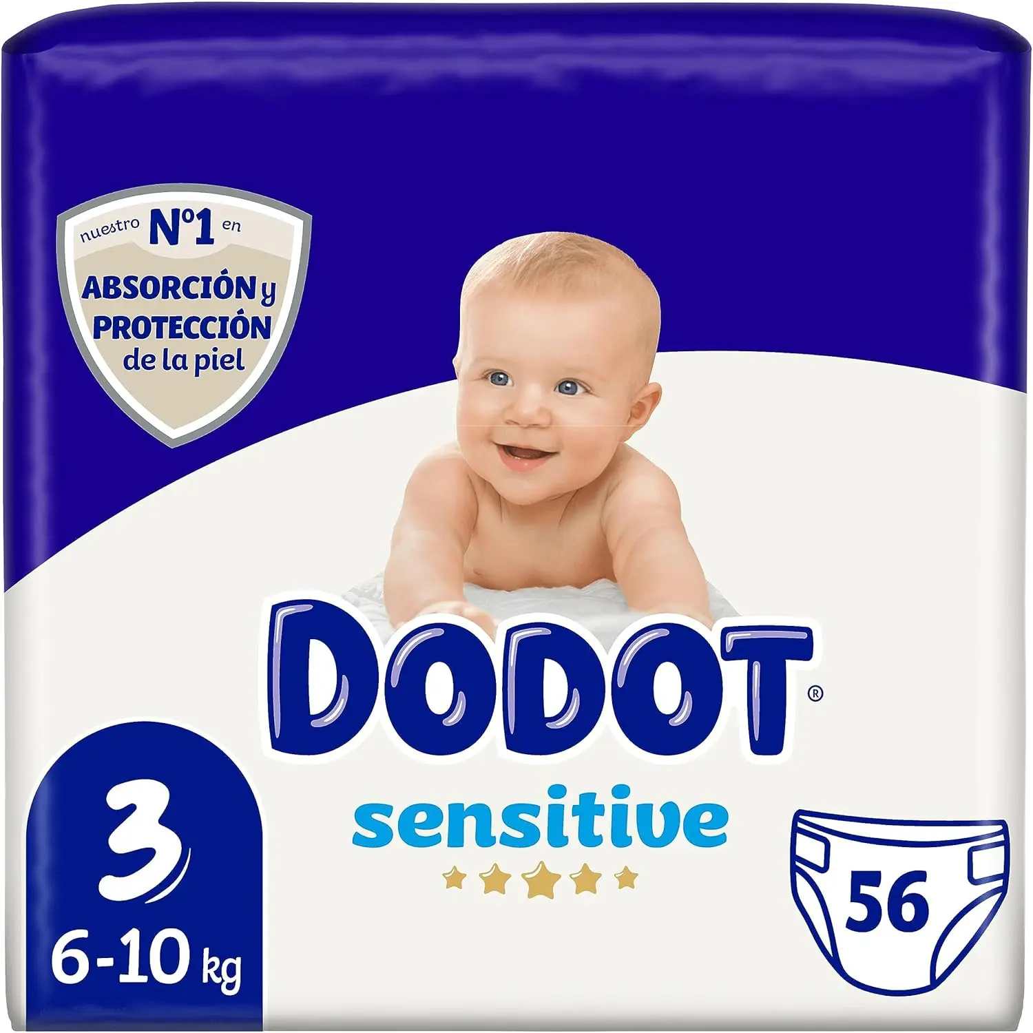 Dodot Bebé-Seco Pañales Talla 3, 6kg-10kg, 56 pañales, Garantizan Hasta 12 Horas Seco