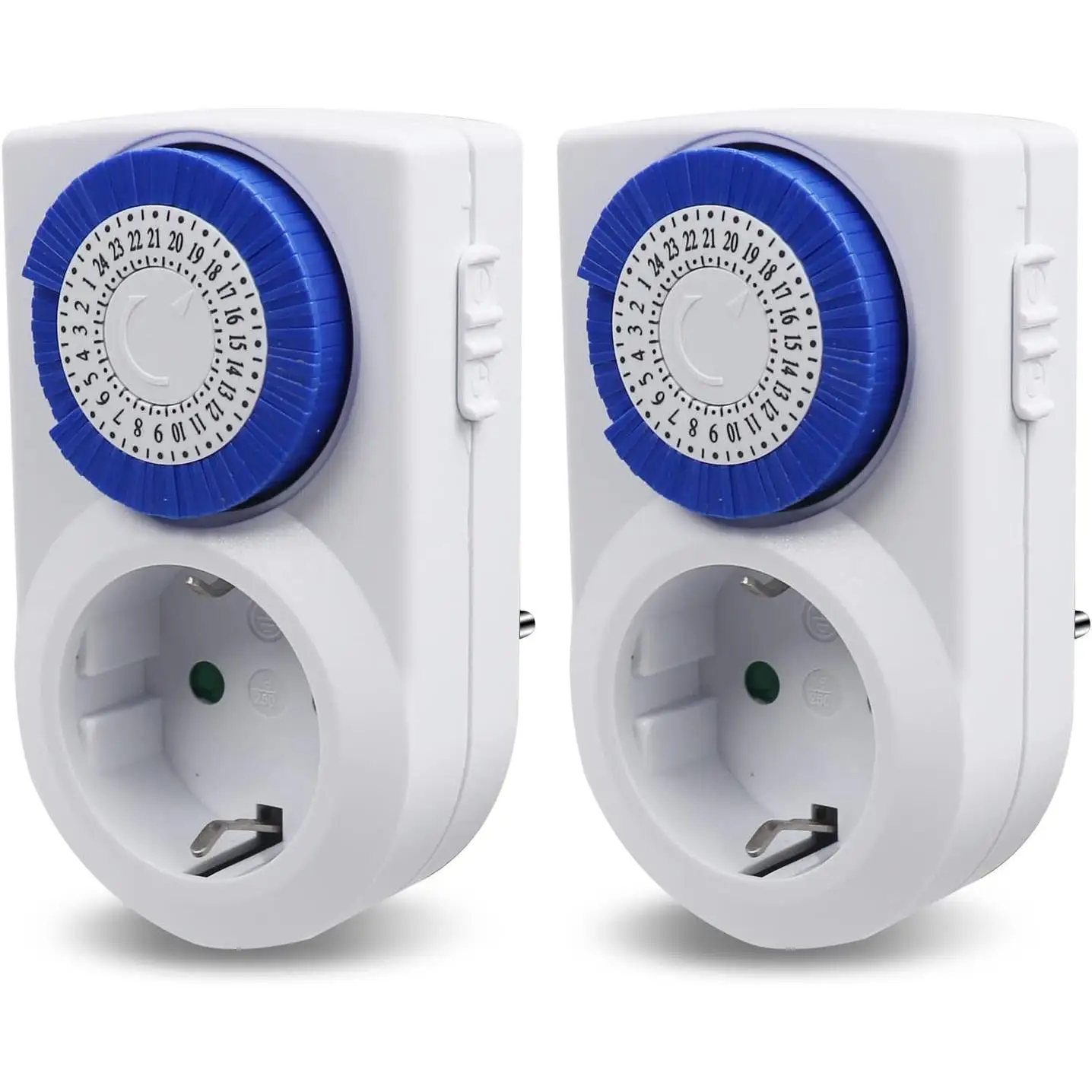 Enchufe Eléctrico Temporizador Mecánico de 24 Horas, Conmutación Cada 30 Minutos, Interruptor ON/Off, 230V 16A Blanco, 3680W, 2Pcs