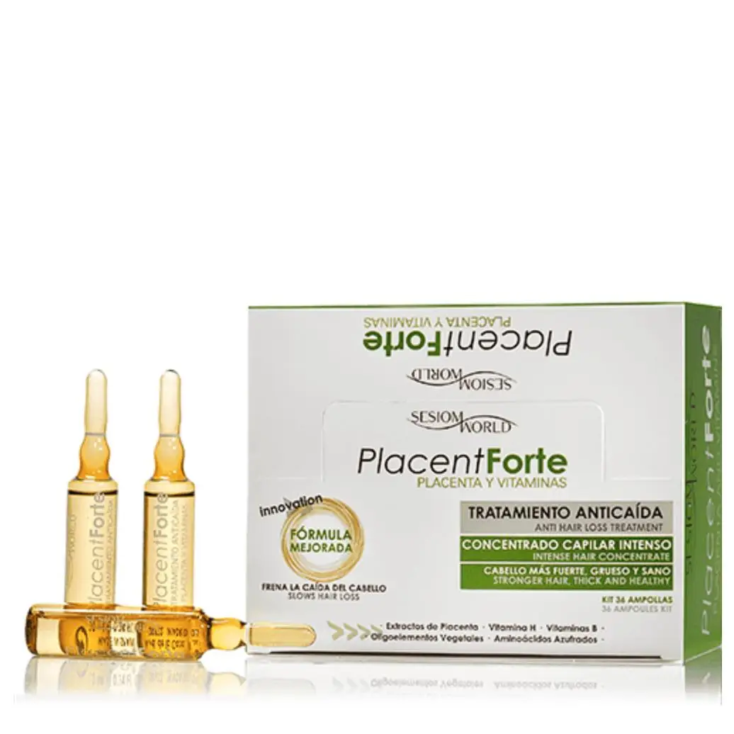 TRATAMIENTO CAPILAR ANTICAÍDA PLACENTFORTE PLACENTA Y VITAMINAS AMPOLLAS