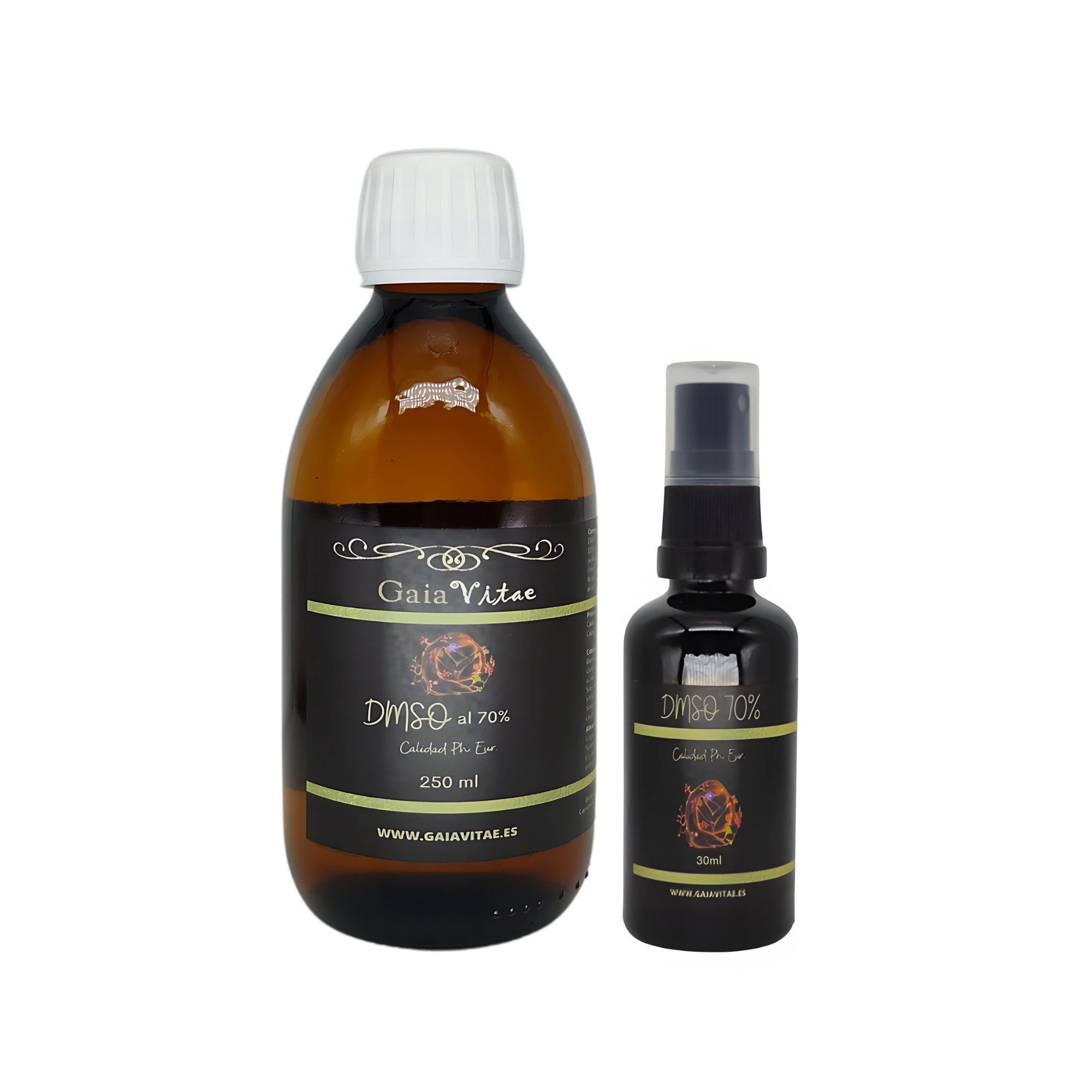 Gaiavitae ® Dmso at 70% - glass bottle 250 milliliters - ph eur dimethyl sulfoxide - includes 30ml spray - 100% natural