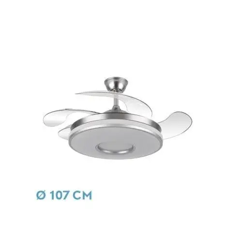 Dani fan 59w 6980lm nickel 4 deployable blades 6 speeds107d 3000-4000-6000k remote, int reg, memory and tempor