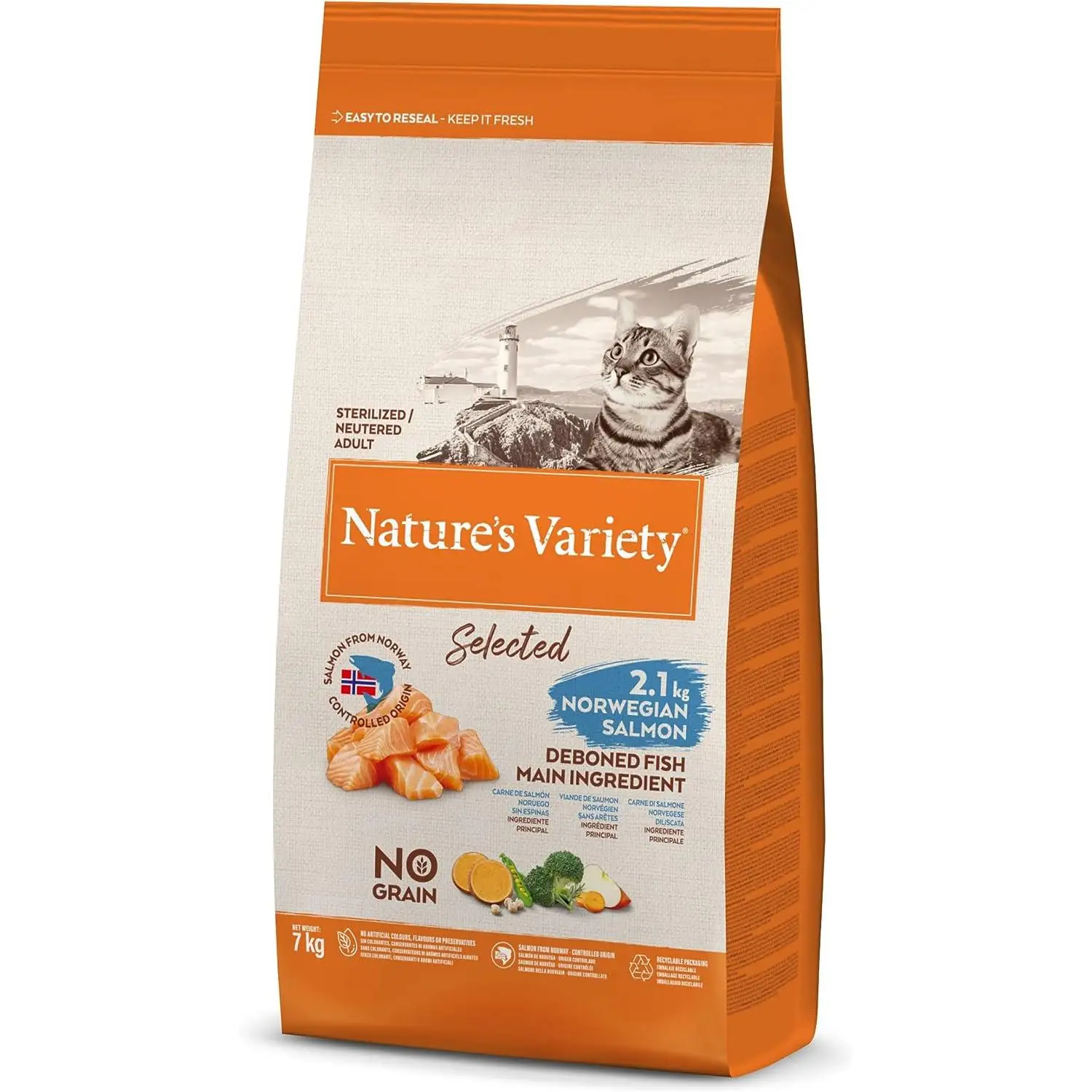 Nature's Variety Selected Adult Sterilised Salmón Noruego pienso para gatos 7kg