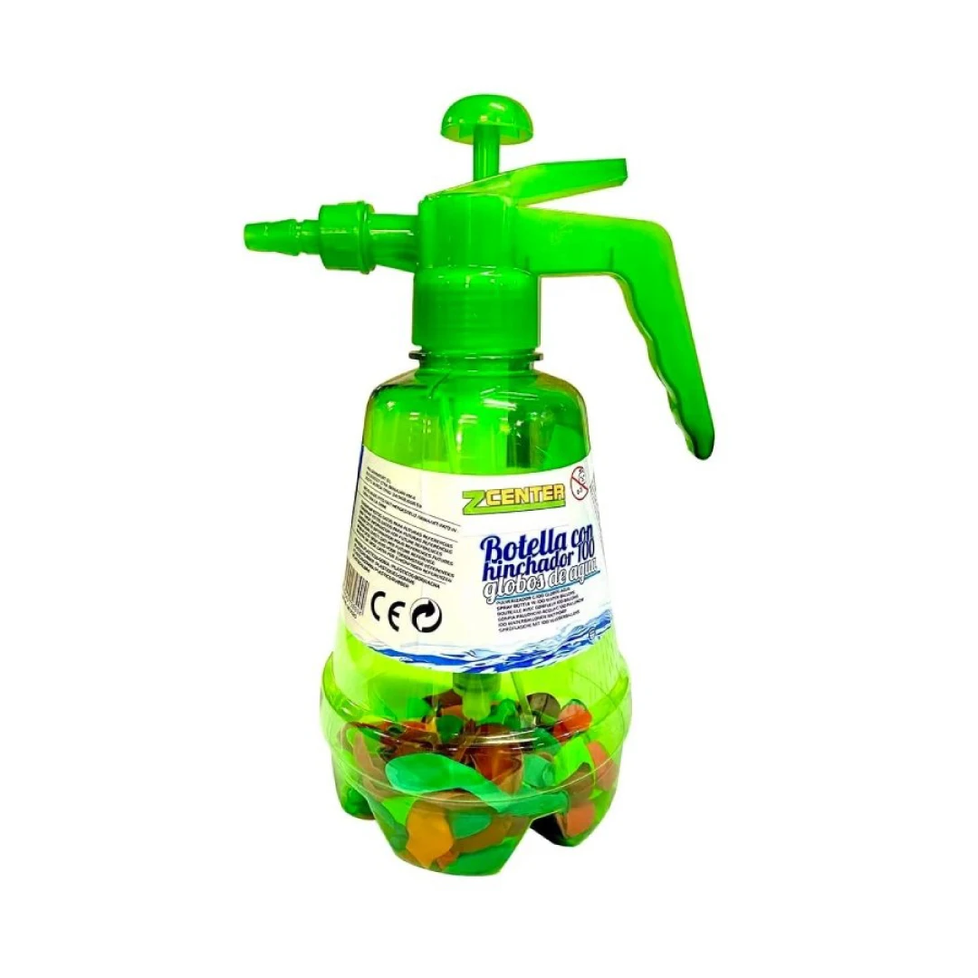 Botella con Hinchador Y 100 Globos Botella para Globos + 100 Globos inflado rapido y facil Botella Inyectora Para Llenar Globos De Agua - Sweet Home