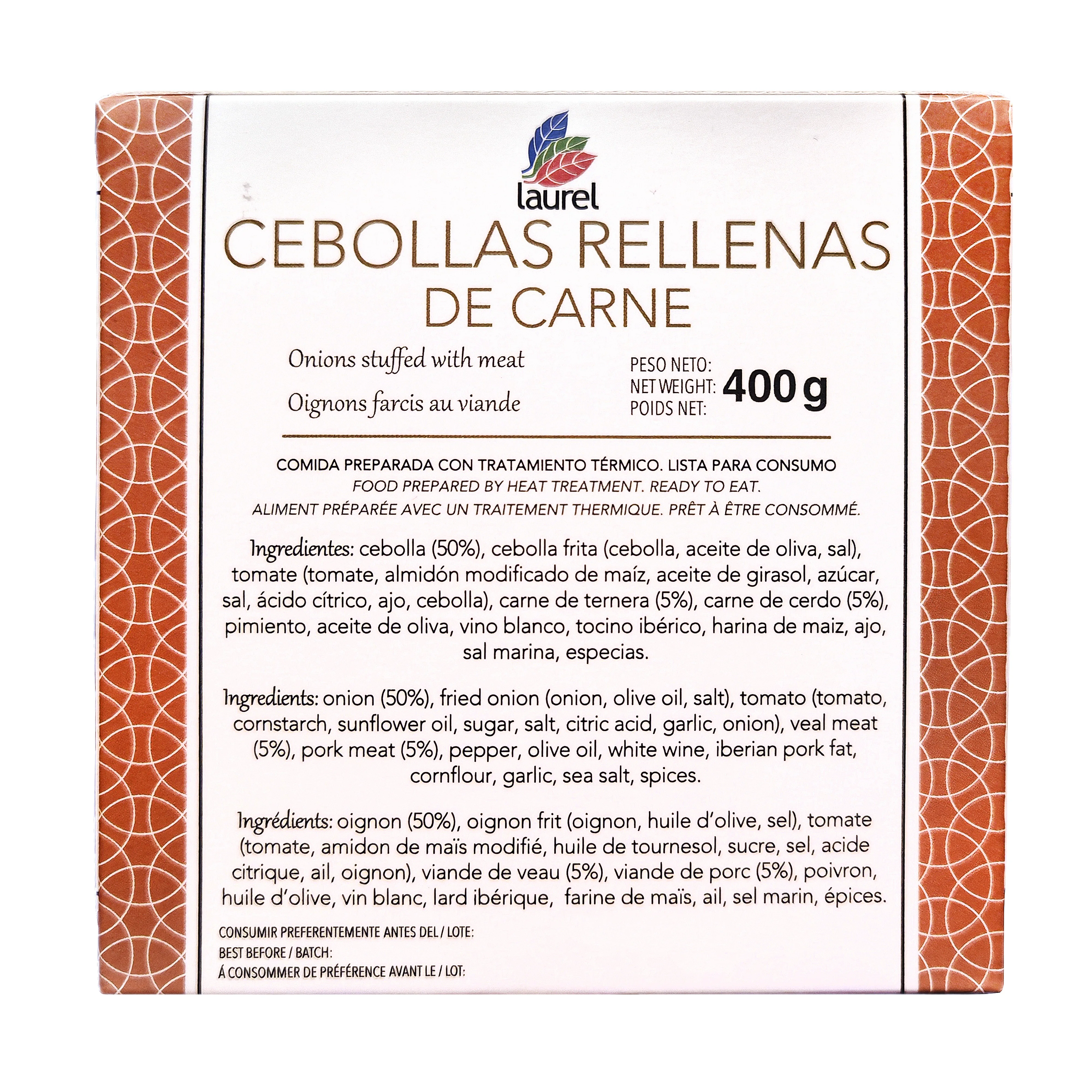 Onions filled with meat pack of 3 units. Keep laurel