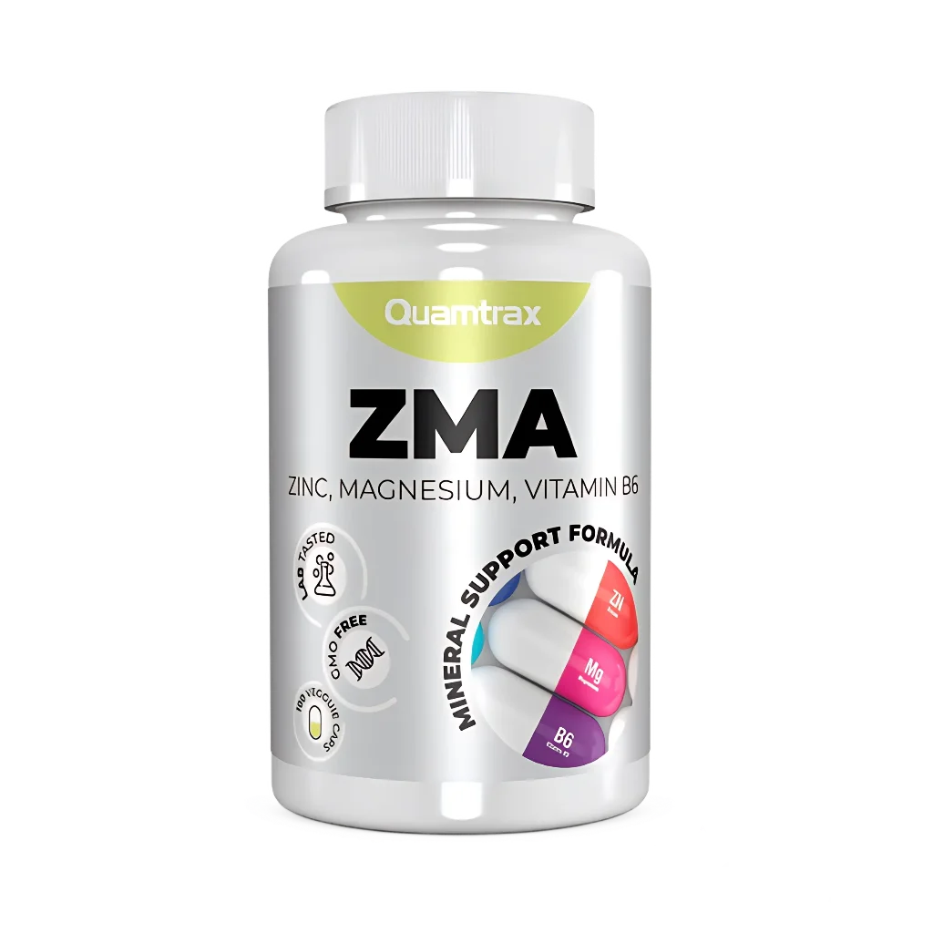 QUAMTRAX NUTRITION - ZMA 100 Cápsulas Quamtrax | Zinc, Magnesio y Vitamina B6 para Recuperación y Testosterona