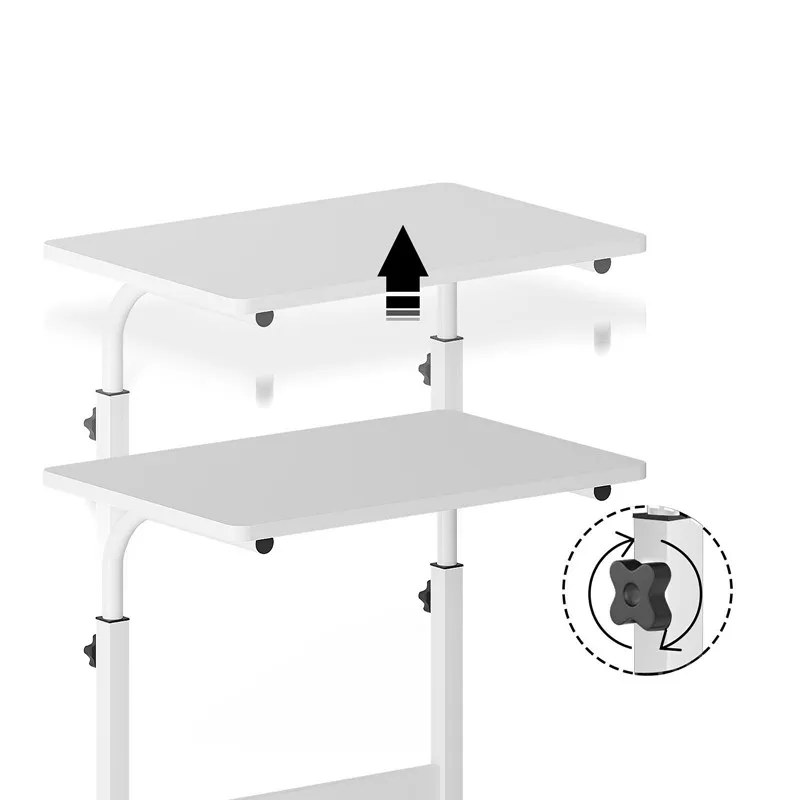 Smallrun desk table with wheels and wooden particle panel desk table adjustable height computer table 60x40cm