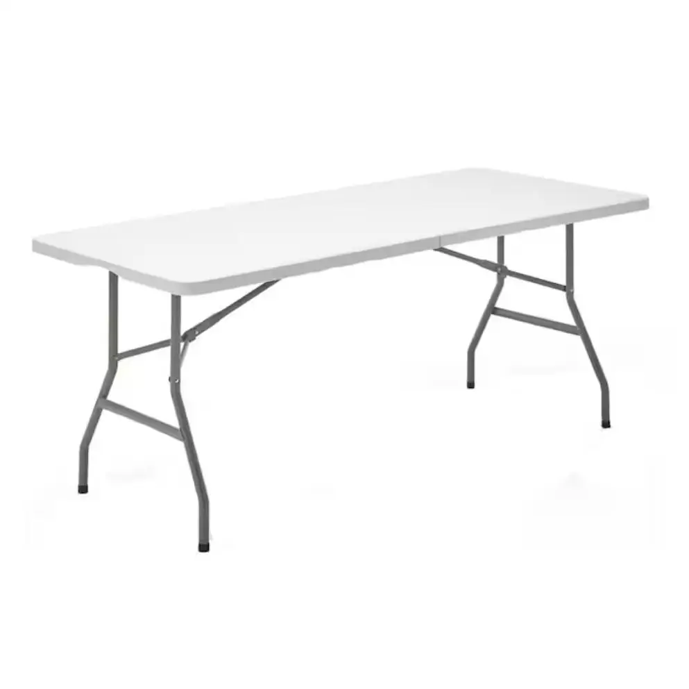 ORION91 Mesa Resina Catering Plegable Portátil Rectangular Blanca 180 cm x 70 cm x 75 cm - SpazioLuzio