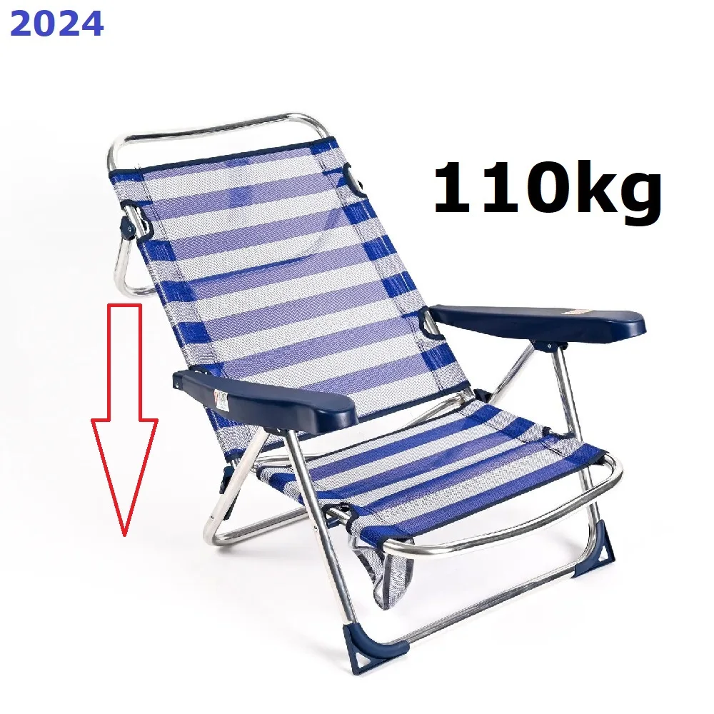 CM-aluminum folding beach chair-maximum supported weight 110KG-fibeline-blue and white stripes