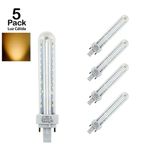 Lámpara Bombilla Led Tubo G24 3000 K Luz Cálida 12 W 44103 Pack 5 [Clase de Eficiencia Energética A+]