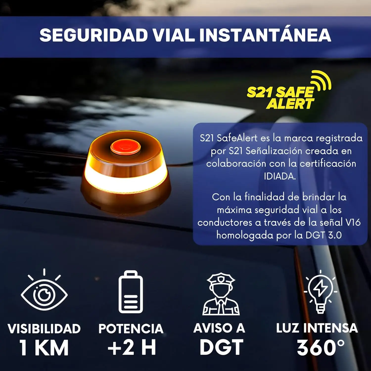 BALIZA DE EMERGENCIA ORFLECT V16 CONECTADA IDIADA PC25020094 - miniatura 4