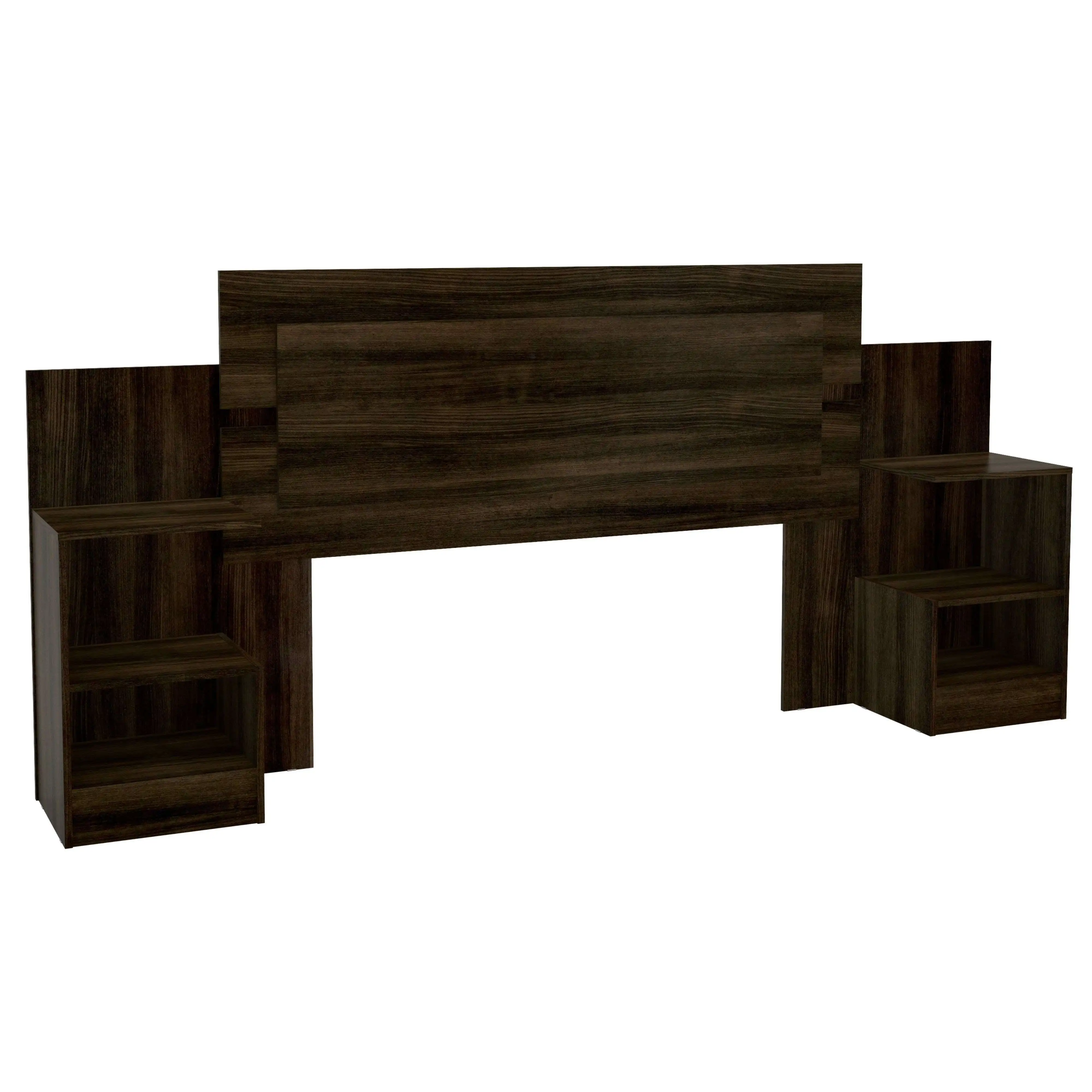 Laredo bed headboard with dark oak tables-includes 2 tables with 1 shelf each-240 cm