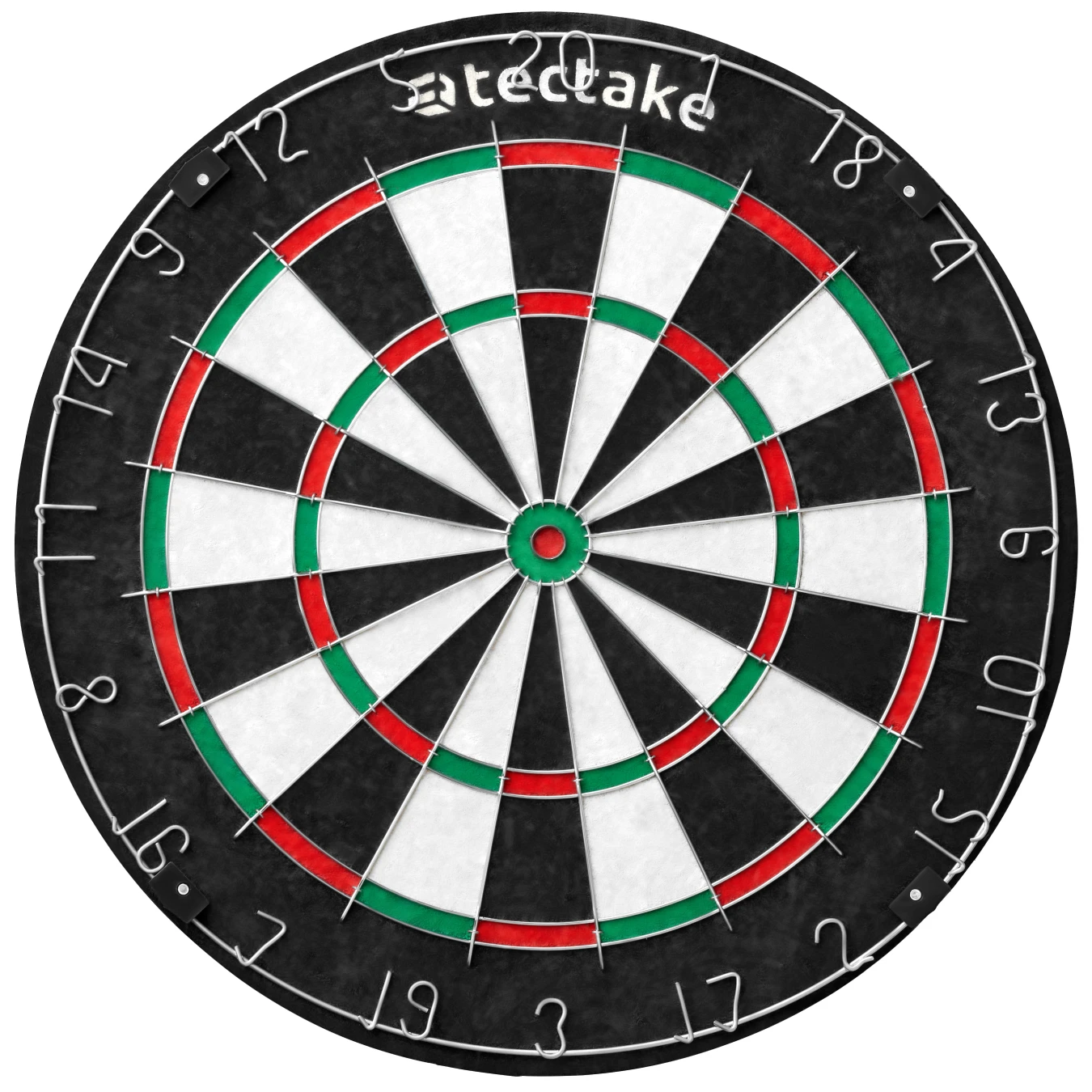 TECTAKE - Diana BULLY con 9 dardos, 21 aletas y accesorios, Clásica diana para interiores y exteriores con amplio anillo de captura, Área de impacto de sisal de alta calidad y segmentos de alambre ultrafinos