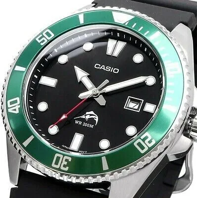 Casio diving men's watch mdv-106b-1a3 hulk marlin duro rubber strap dial green color
