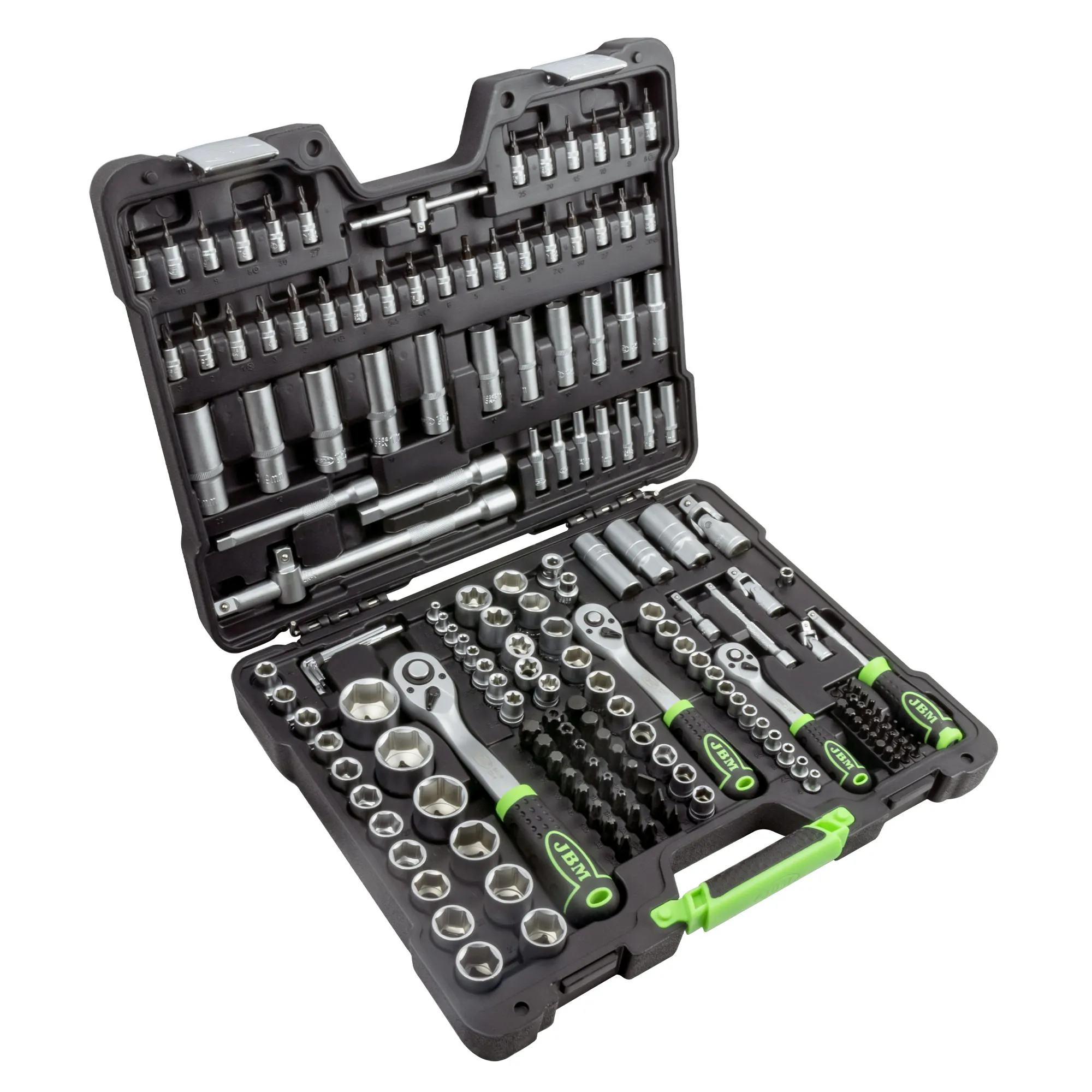 JBM 54035 179-piece tool case with cincated hex cups-full set of hand tools for home and Motor, excellent price