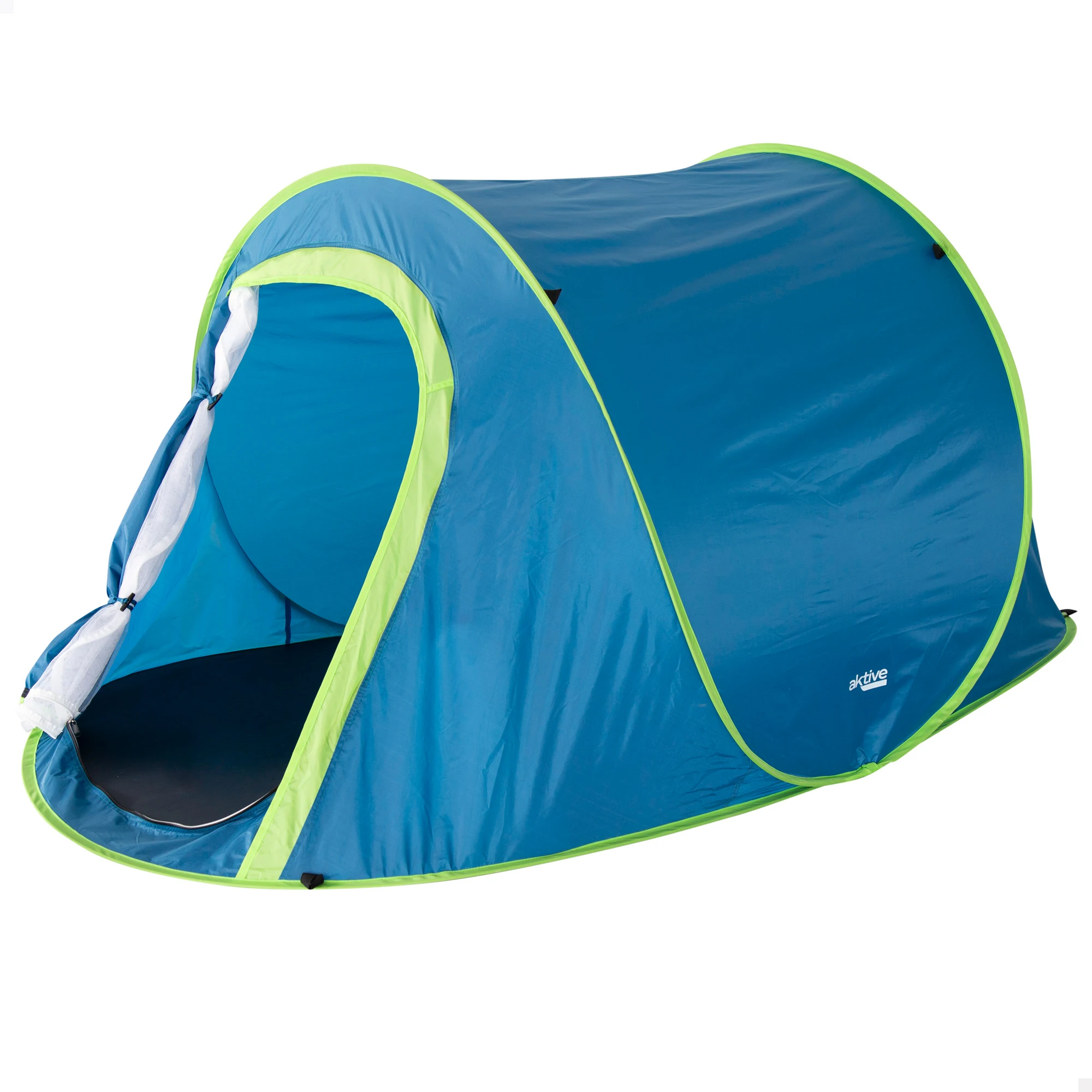 AKTIVE Tienda de campaña pop up, 120x220x95 cm, Tienda de campaña para dos, Incluye piquetas, Varillas fibra de vidrio, Tejido poliéster, Columna de agua 800 mm, Peso 1,36 kg, Tienda de campaña