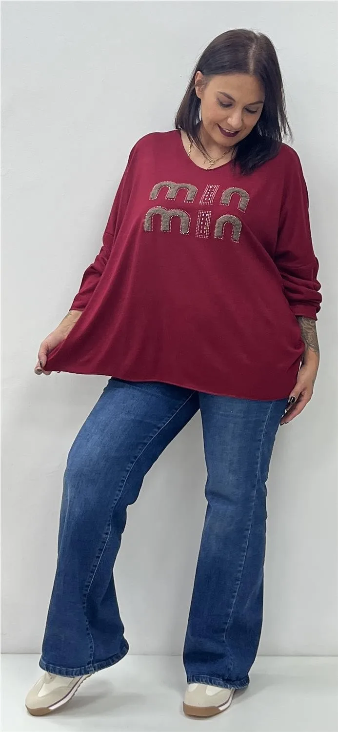 Min Burdeos Sweater by NATALIA, women's long sleeve t-shirt available in sizes 40 to 48, perfect for casual wear or paired with Zamira pants. #3
