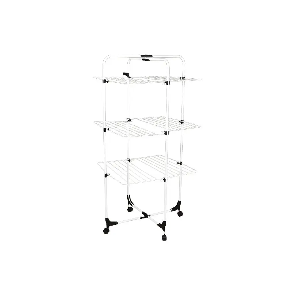 Cofan Tower clothesline | Made of painted steel and polypropylene | Measures 70x60x137 cm | 3 laying levels